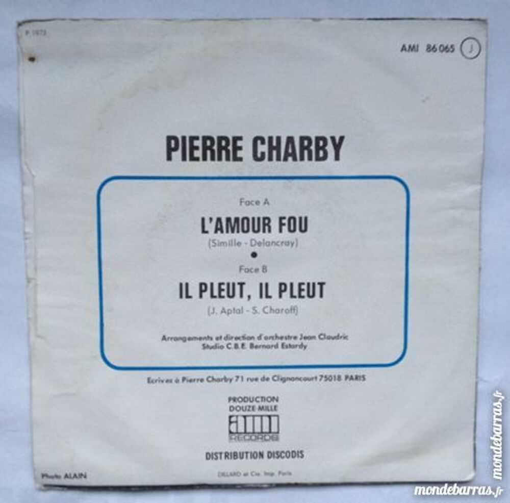 45 tours Pierre Charby CD et vinyles