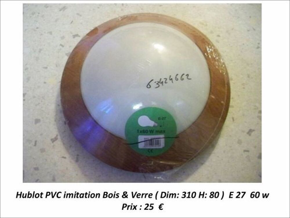 Luminaire Rond PVC imitation bois &amp; verre Bricolage