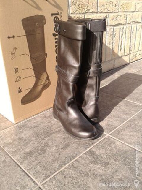 Bottes Twist Up Cuir Noir Newfeel Pointure 37 30 Arques (62)