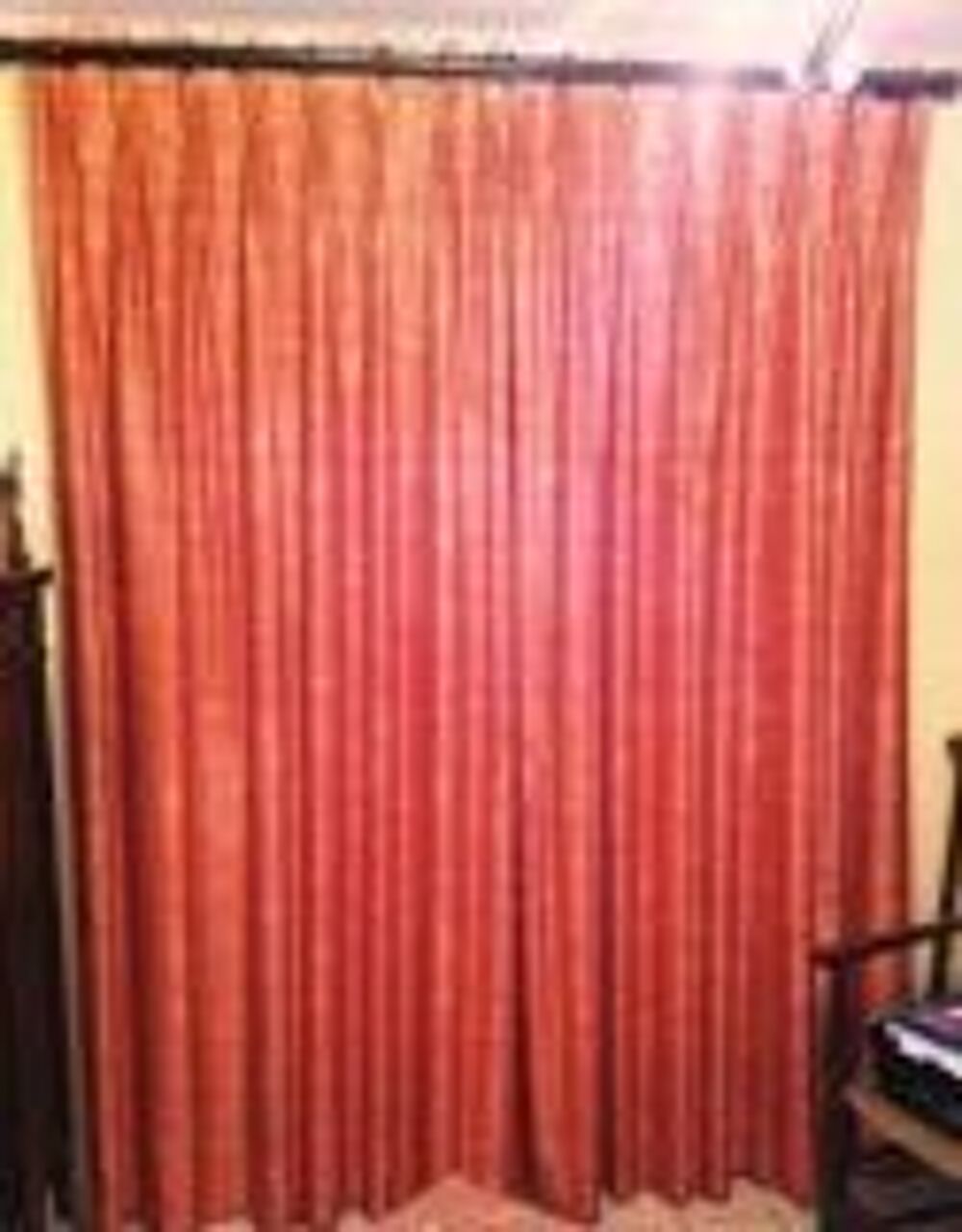 3 Paires doubles rideaux et barres en bois Décoration