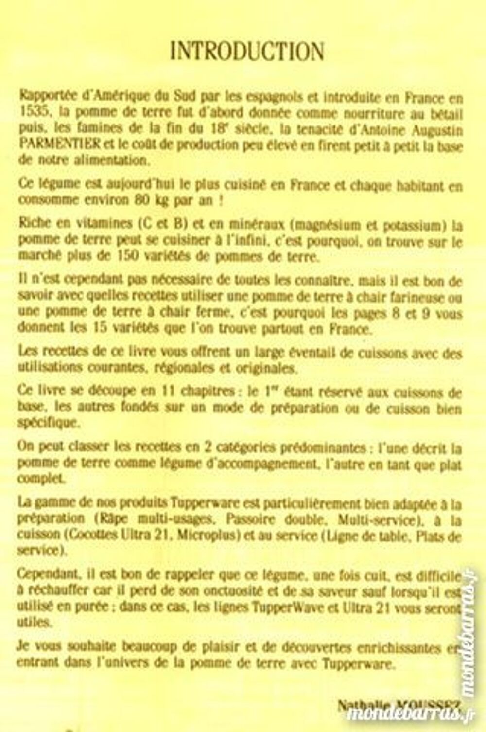 TUPPERWARE - LA POMME DE TERRE Livres et BD