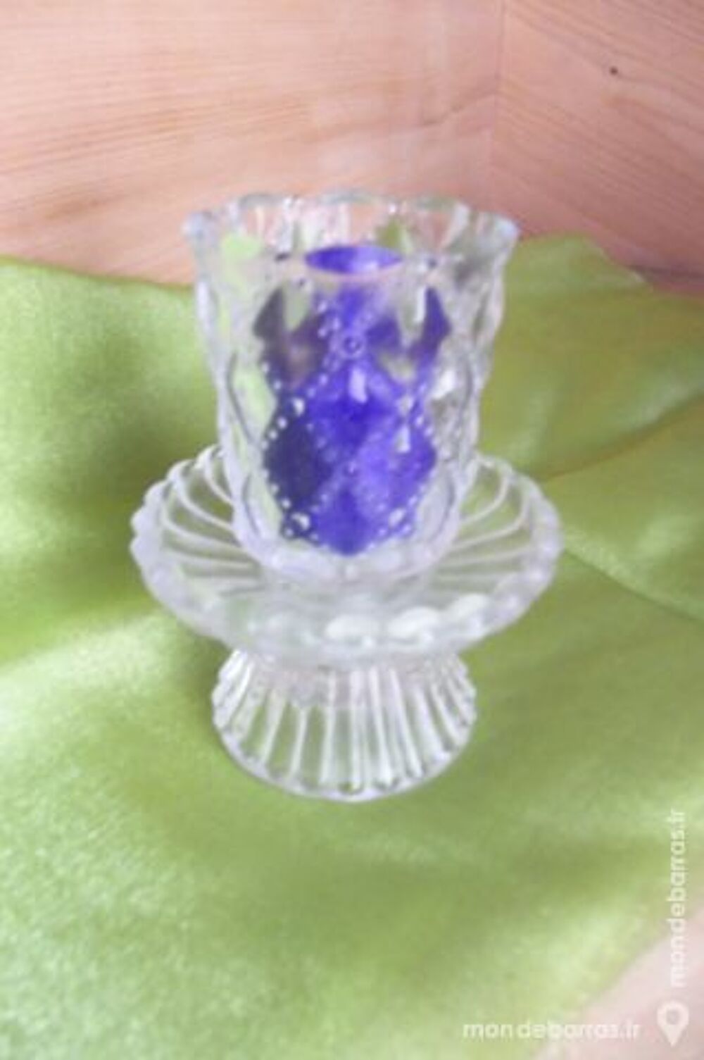 Porte bougie en verre gaufr&eacute; Partylite Décoration