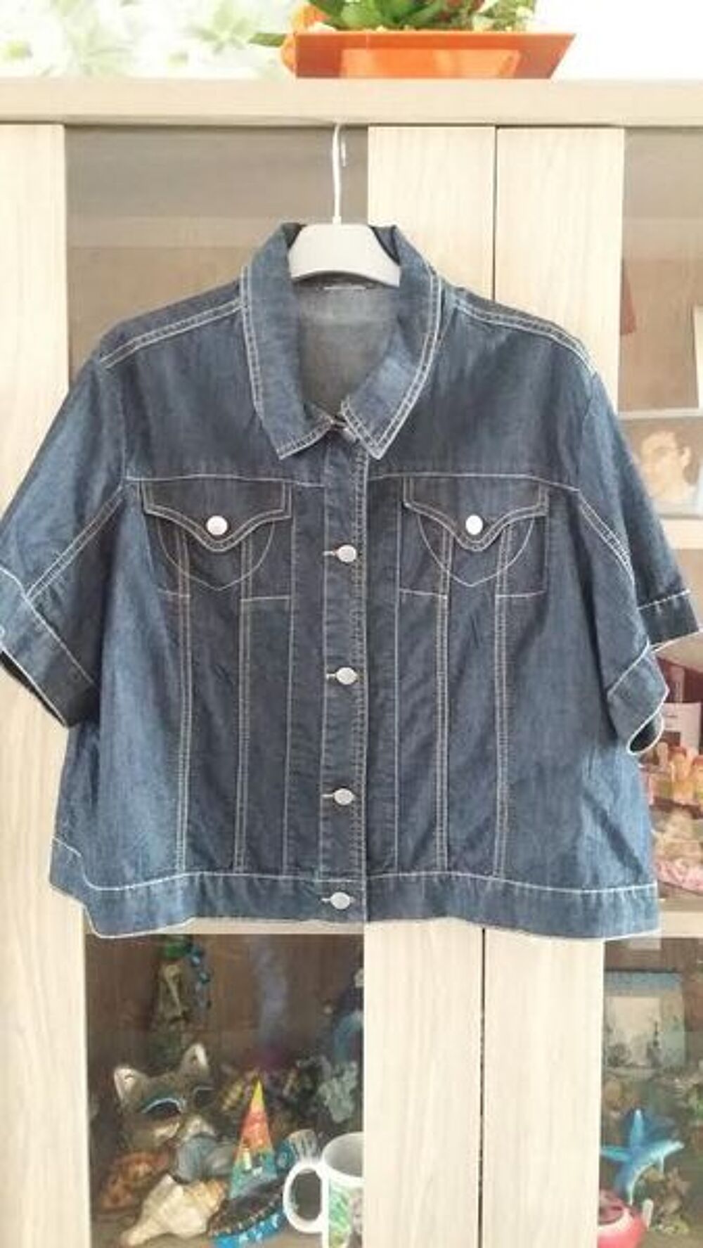 veste en jean manche courte Vêtements