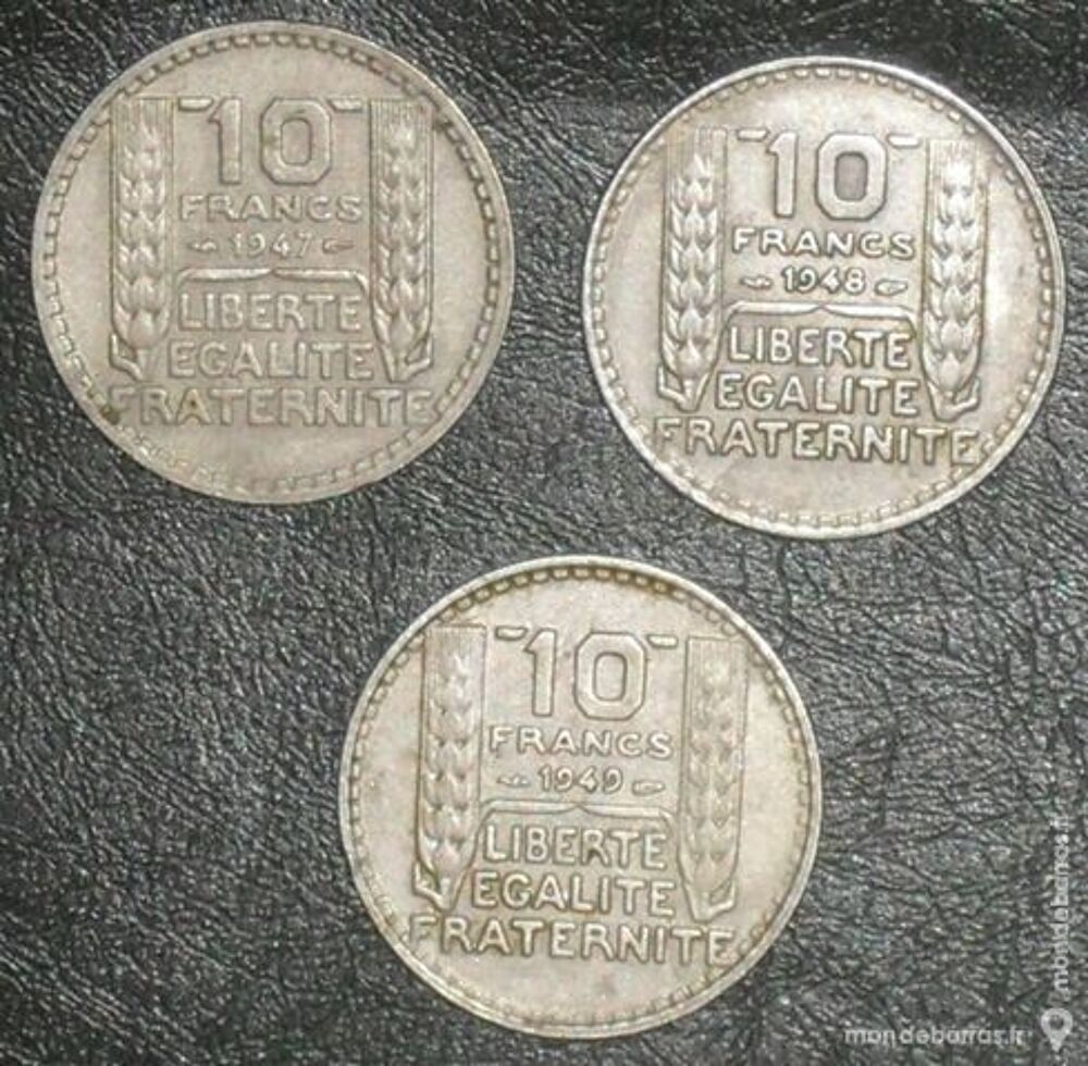 Lot de 3 pi&egrave;ces de 10 Francs de type TURIN. 