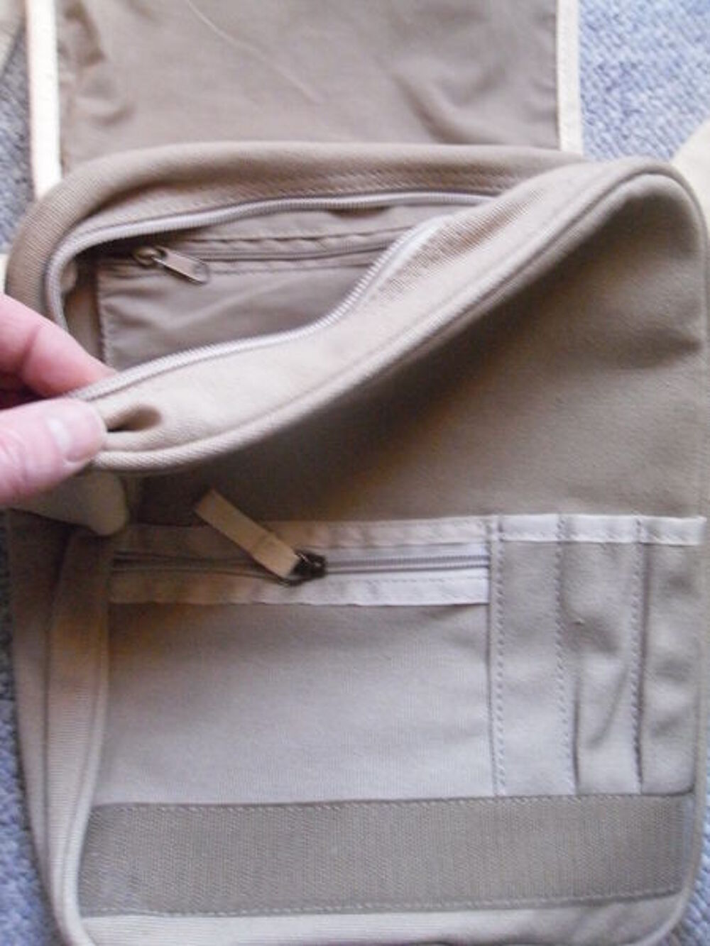 Sac tissus homme couleur beige, poches 33cm Neuf Maroquinerie