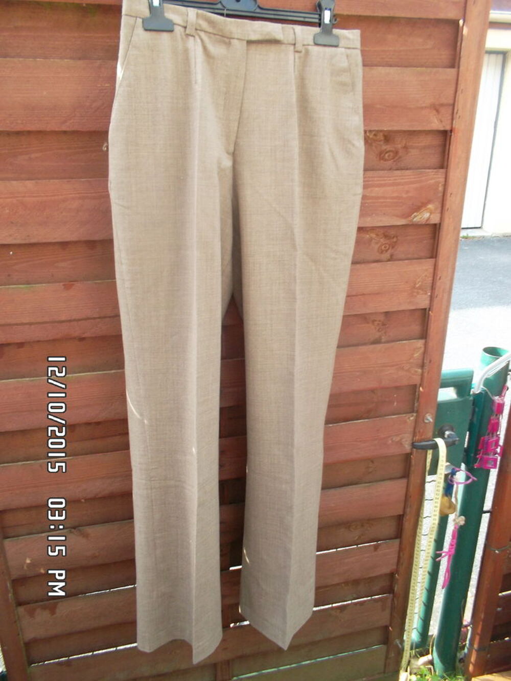 PANTALON MARRON CLAIR LAURA CLEMENT*JUSTE 3E*KIKI60230 Vêtements