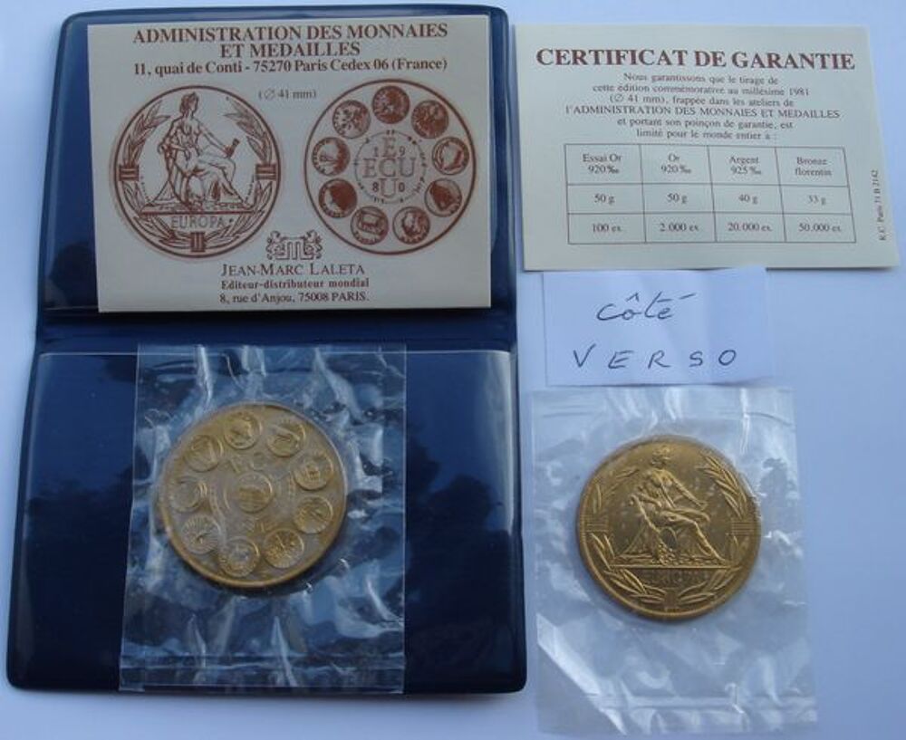 Ecu europ&eacute;en en Bronze florentin de 1981 Comme neuf 