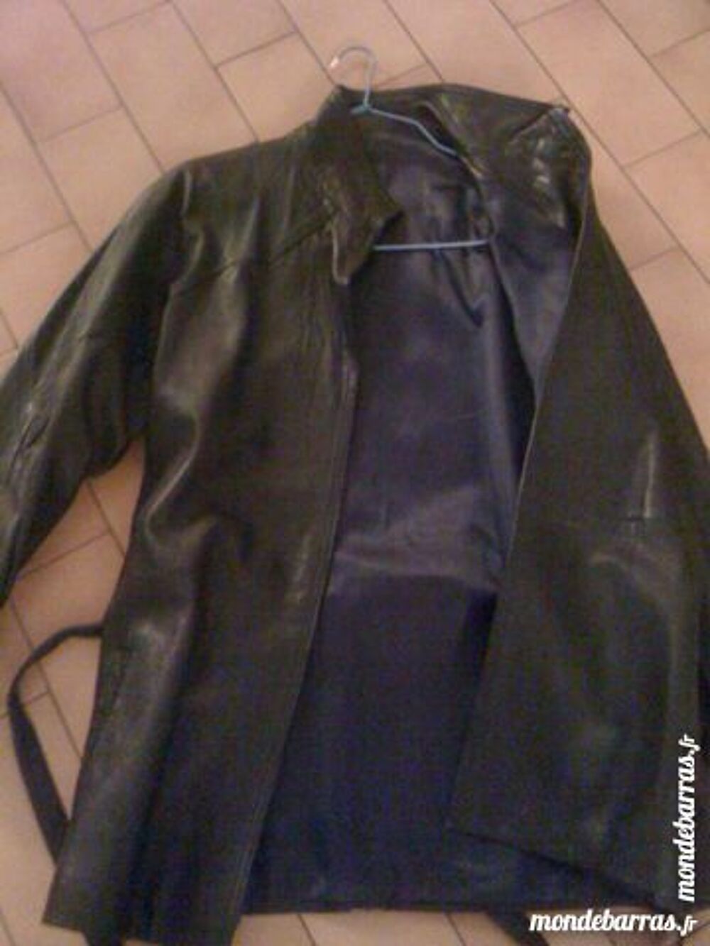 VESTE CUIR BLEU MARINE Vêtements
