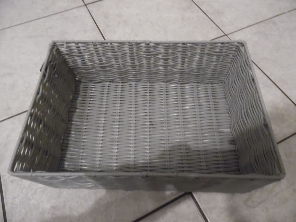panier de rangement en plastique coloris gris, NEUF Dcoration