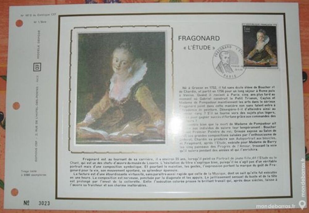 67 Feuillets Philat&eacute;liques CEF sur les Tableaux 