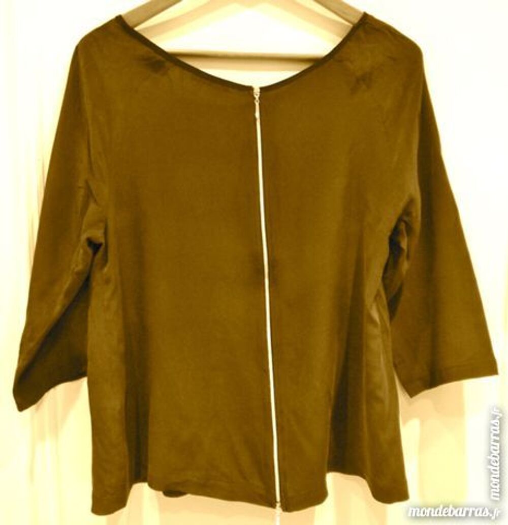 TOP EN SOIE MARRON MCHES 3/4 Vêtements