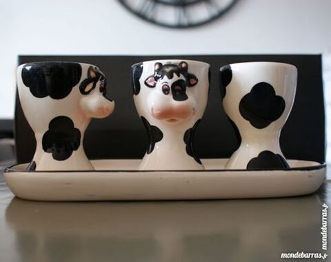 Coquetiers vache en faïence avec plateau 5 Cabestany (66)