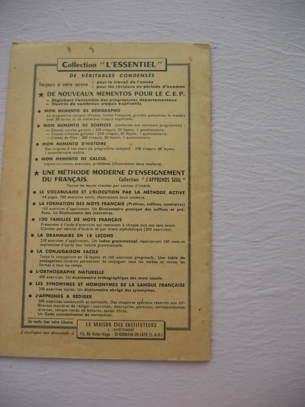 "La Grammaire en 18 le&ccedil;ons" de 1956 