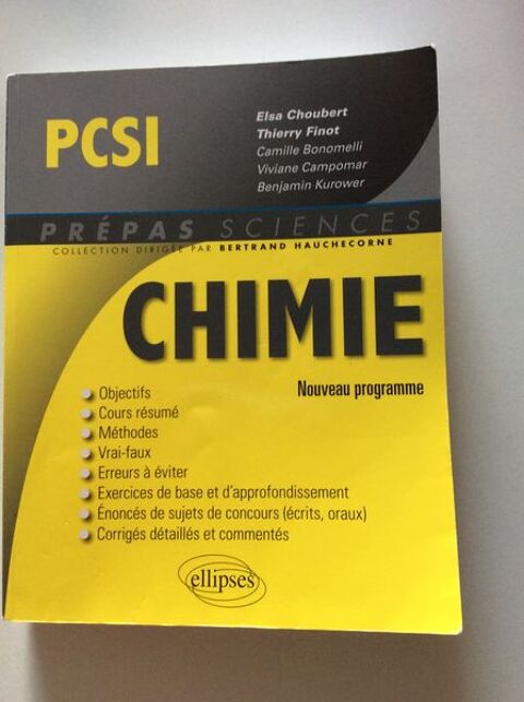 Livre de chimie PCSI rsums de cours, mthodes et exercices 20 Limoges (87)