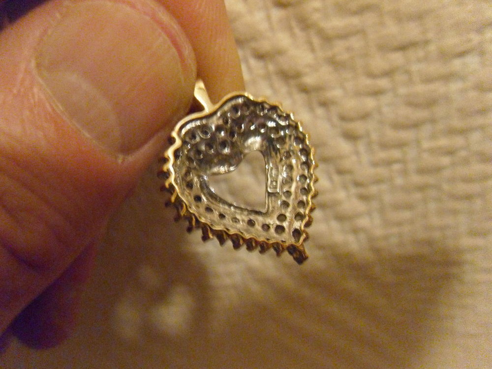 Pendentif Coeur Diamants &amp; Or, 3 cm, Parfait Etat Bijoux et montres
