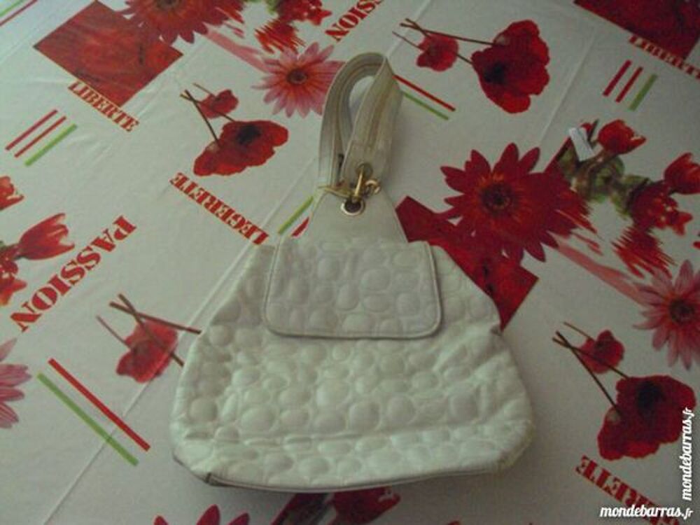 Sac &agrave; main blanc en cuir Maroquinerie