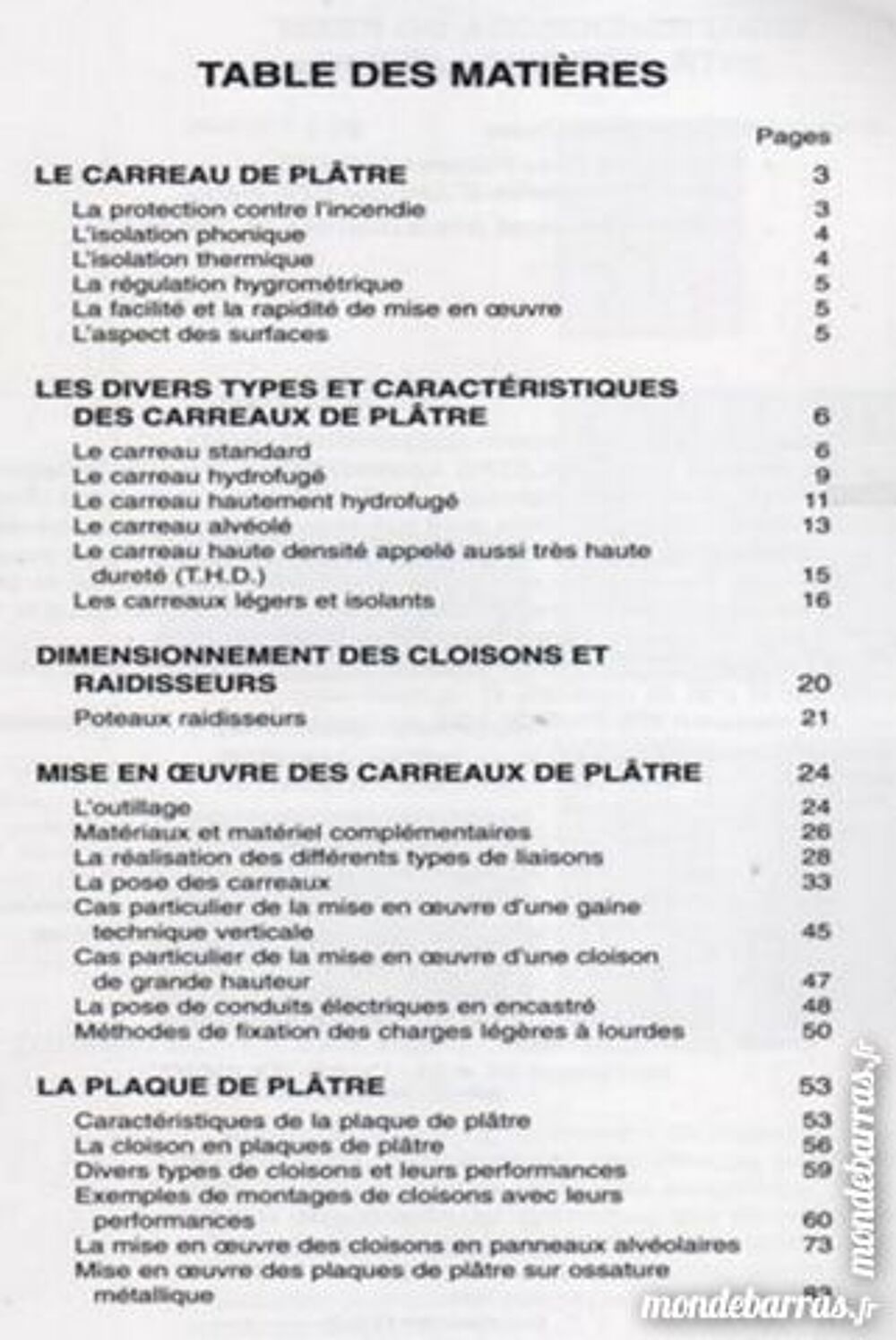 LES CLOISONS - bricolage / prixportcompris Livres et BD