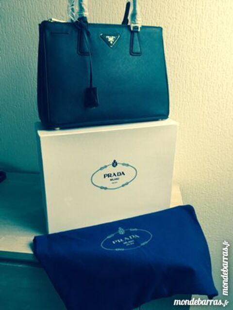 Authentique Sac  main Prada cuir noir 800 Sens (89)