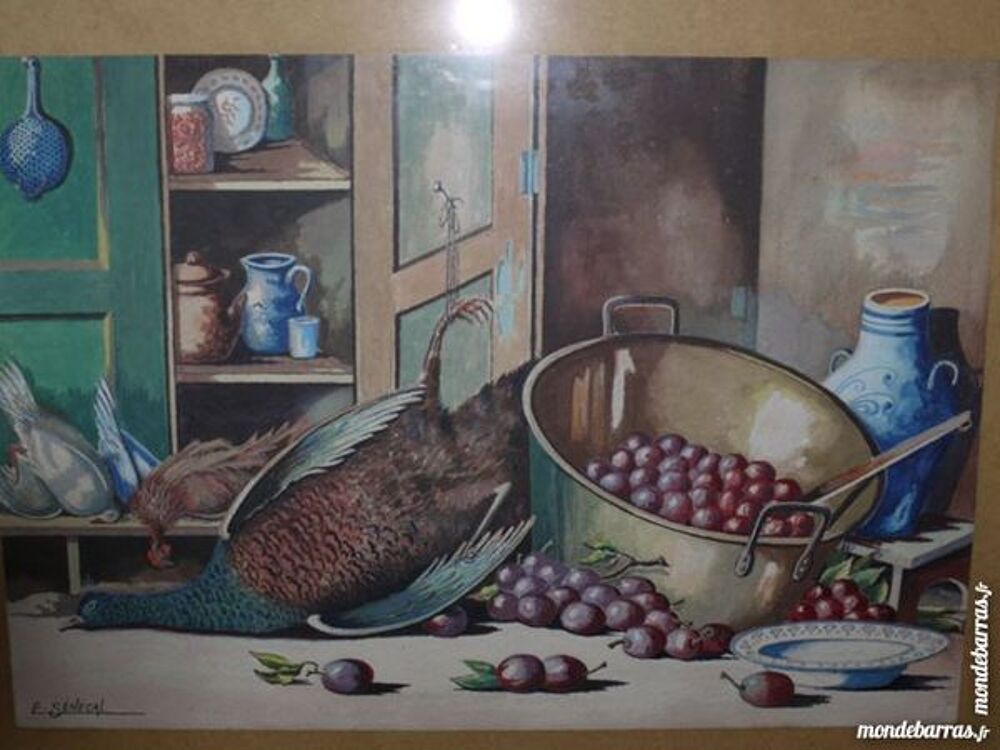 Tr&egrave;s jolie aquarelle de nature morte sous verre Décoration