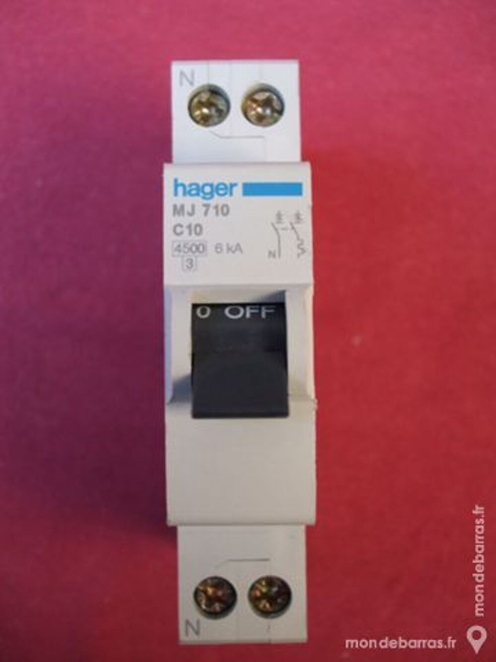 R&eacute;f MJ710 OU MJN710 DISJONCTEUR HAGER 1P+N 10A C Bricolage