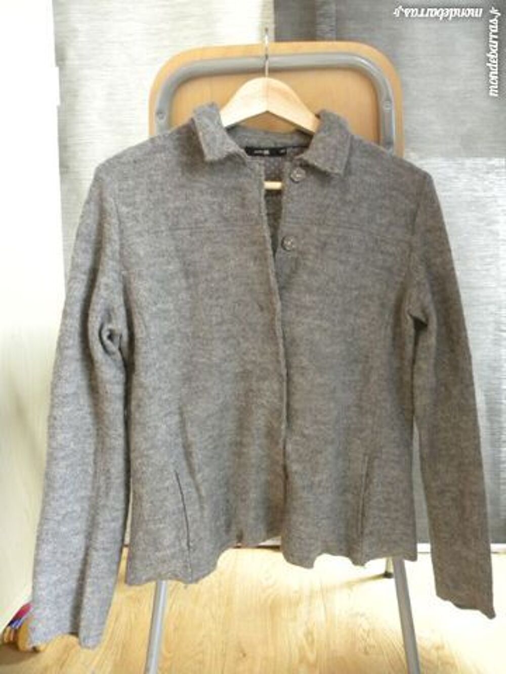 veste femme en laine grise Vêtements