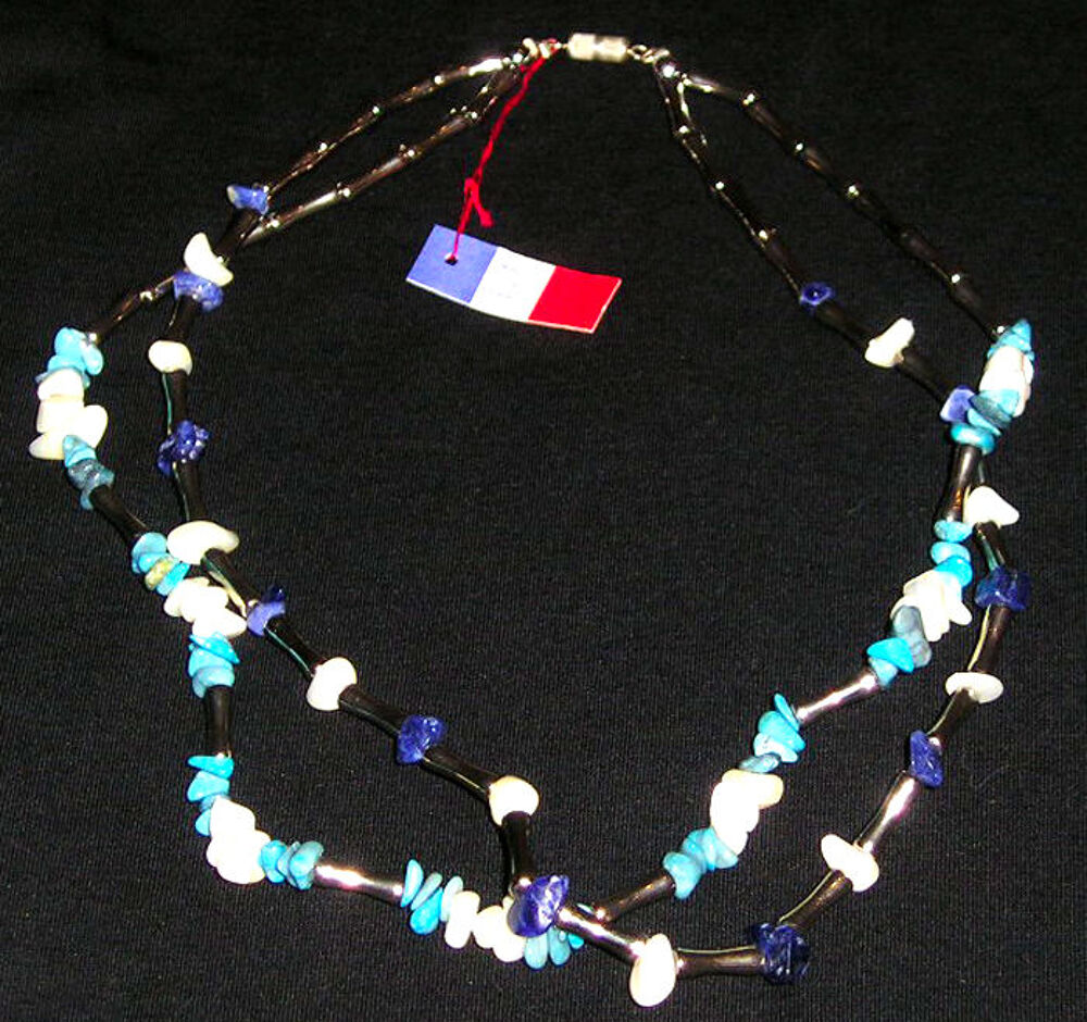 ANCIEN COLLIER VINTAGE en TURQUOISE LAPIS LAZULI Bijoux et montres