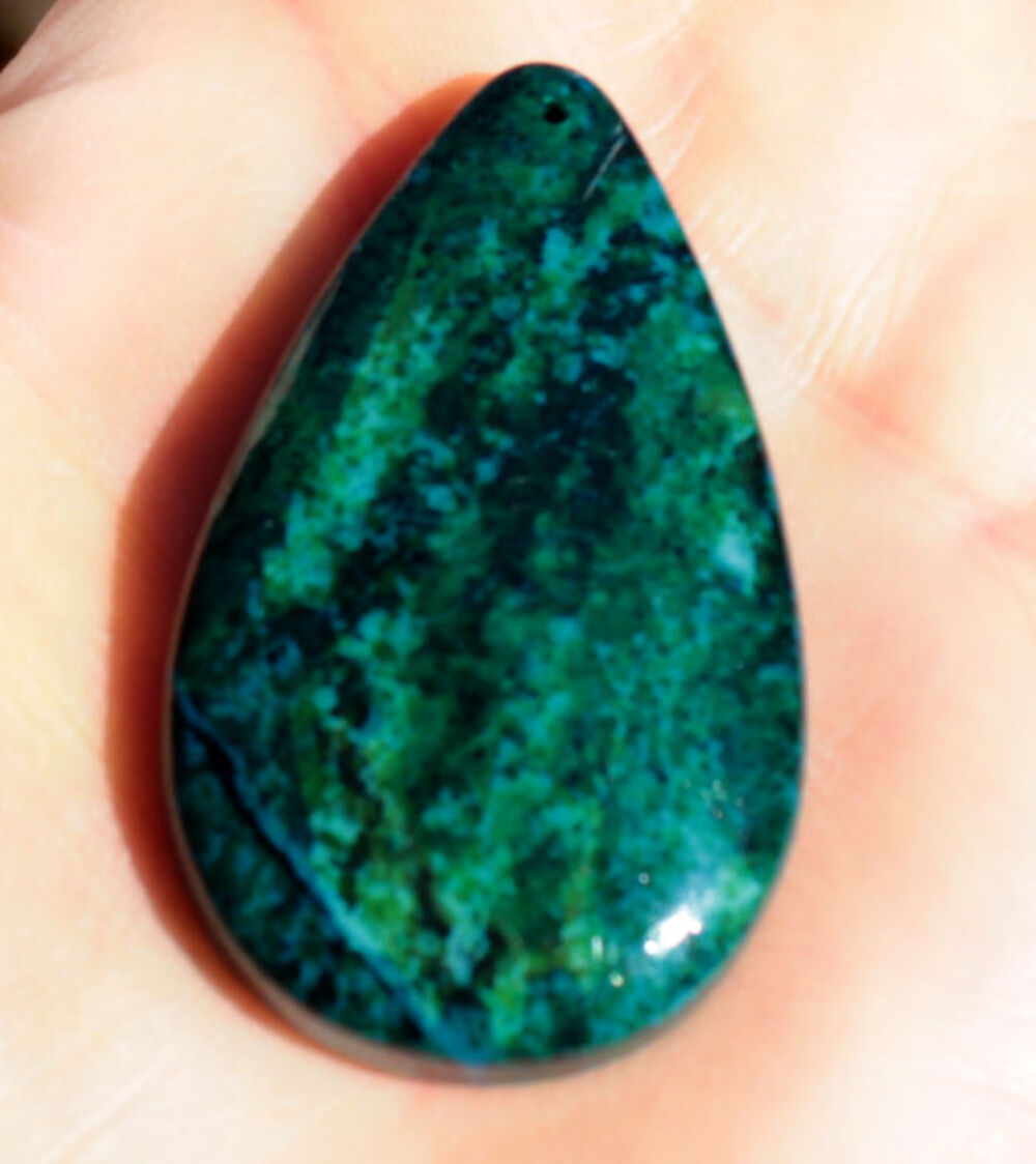 GRAND PENDENTIF GOUTTE en CHRYSOCOLLE Bijoux et montres
