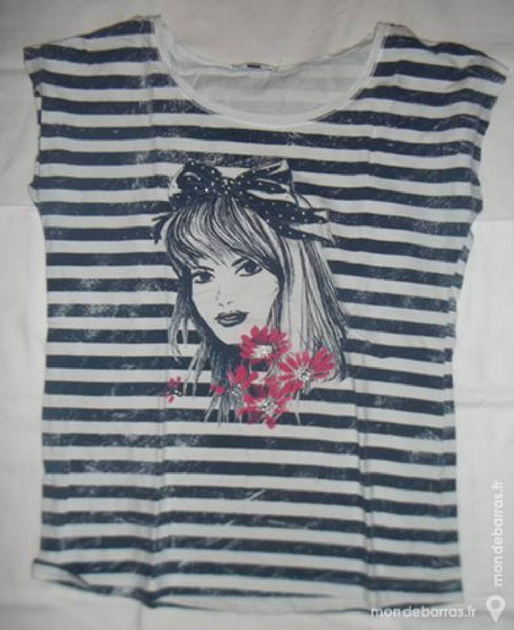 Tee-shirt blanc/bleu - femme Vtements