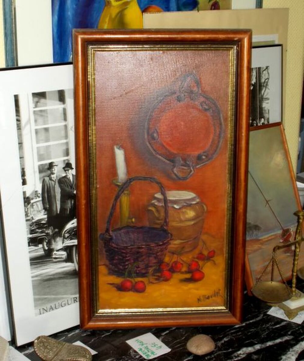 Tableau peinture (huile) nature morte classique M. Boudet Décoration