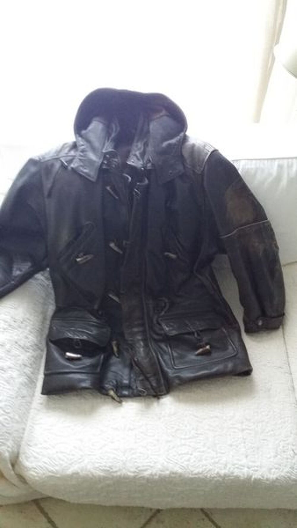 Veste 3/4 Homme en cuir &eacute;pais, marron Taille L Vêtements