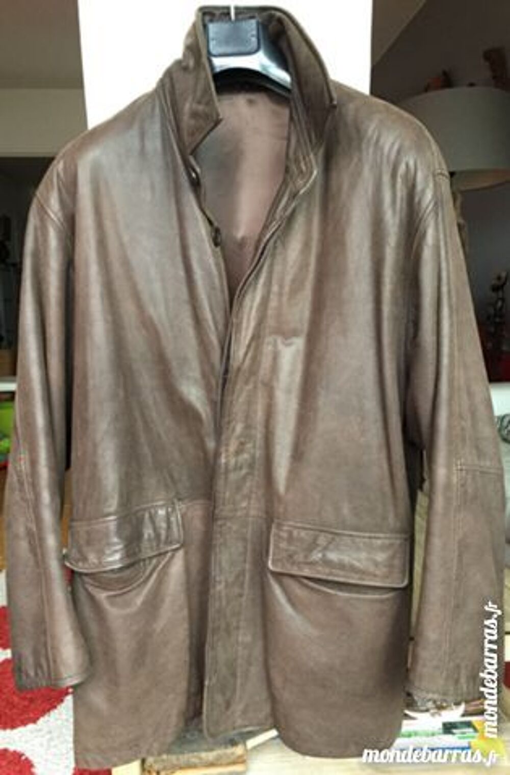 Veste homme Father &amp; Son cuir grain&eacute; marron Vêtements