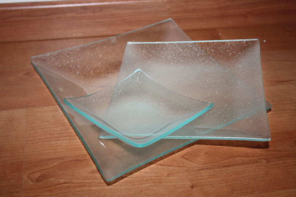 Lot de 3 coupelles verre opaque carr&eacute; Décoration