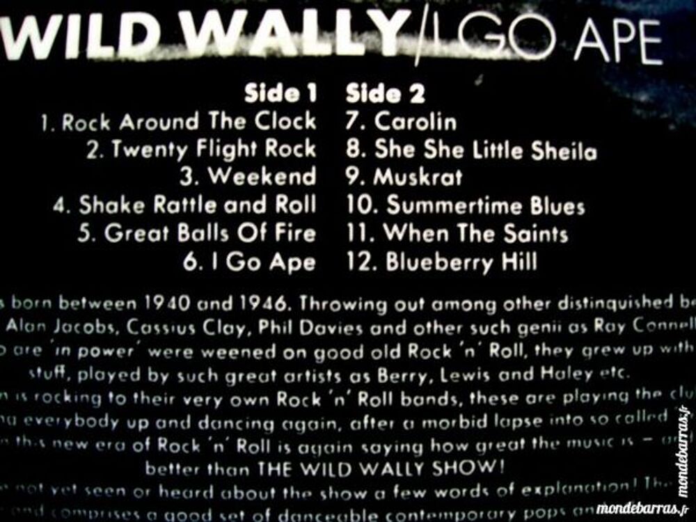 33 TOURS WILD WALLY I go ape - ROCK'N'ROLL 50'S CD et vinyles