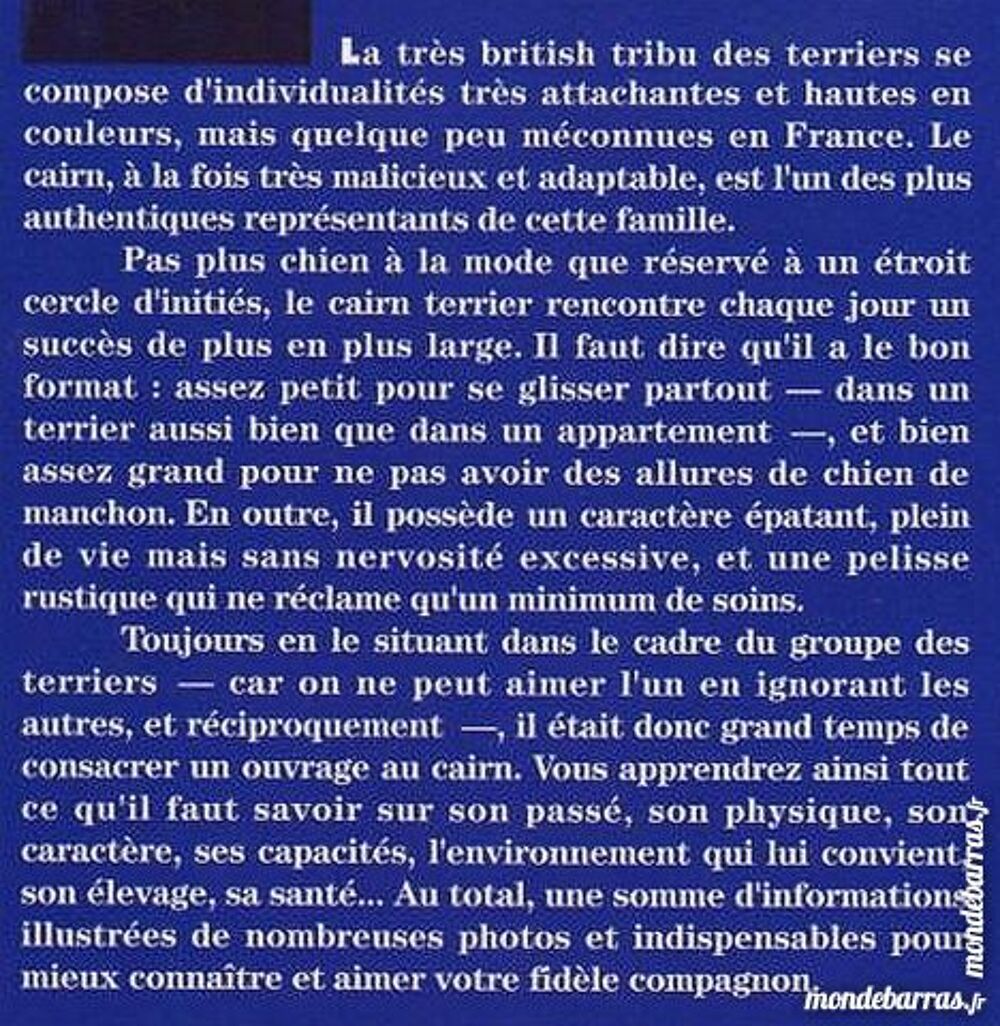 TERRIER - LE CAIRN TERRIER / prixportcompris Livres et BD