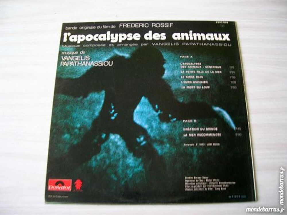 33 TOURS VANGELIS L'apocalypse des animaux CD et vinyles