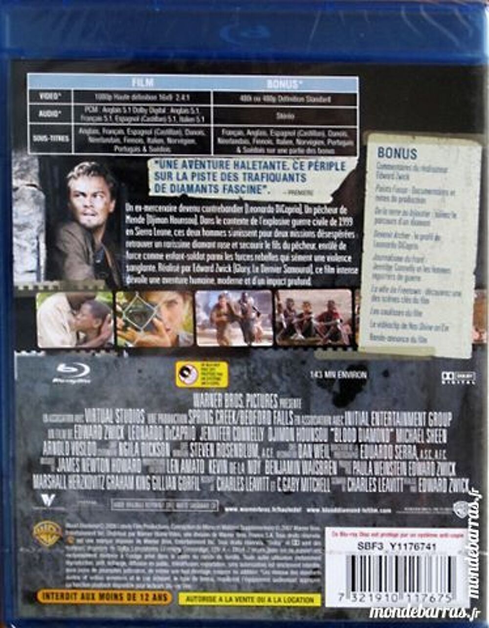 Blu Ray neuf: BLOOD DIAMOND (DiCaprio) DVD et blu-ray