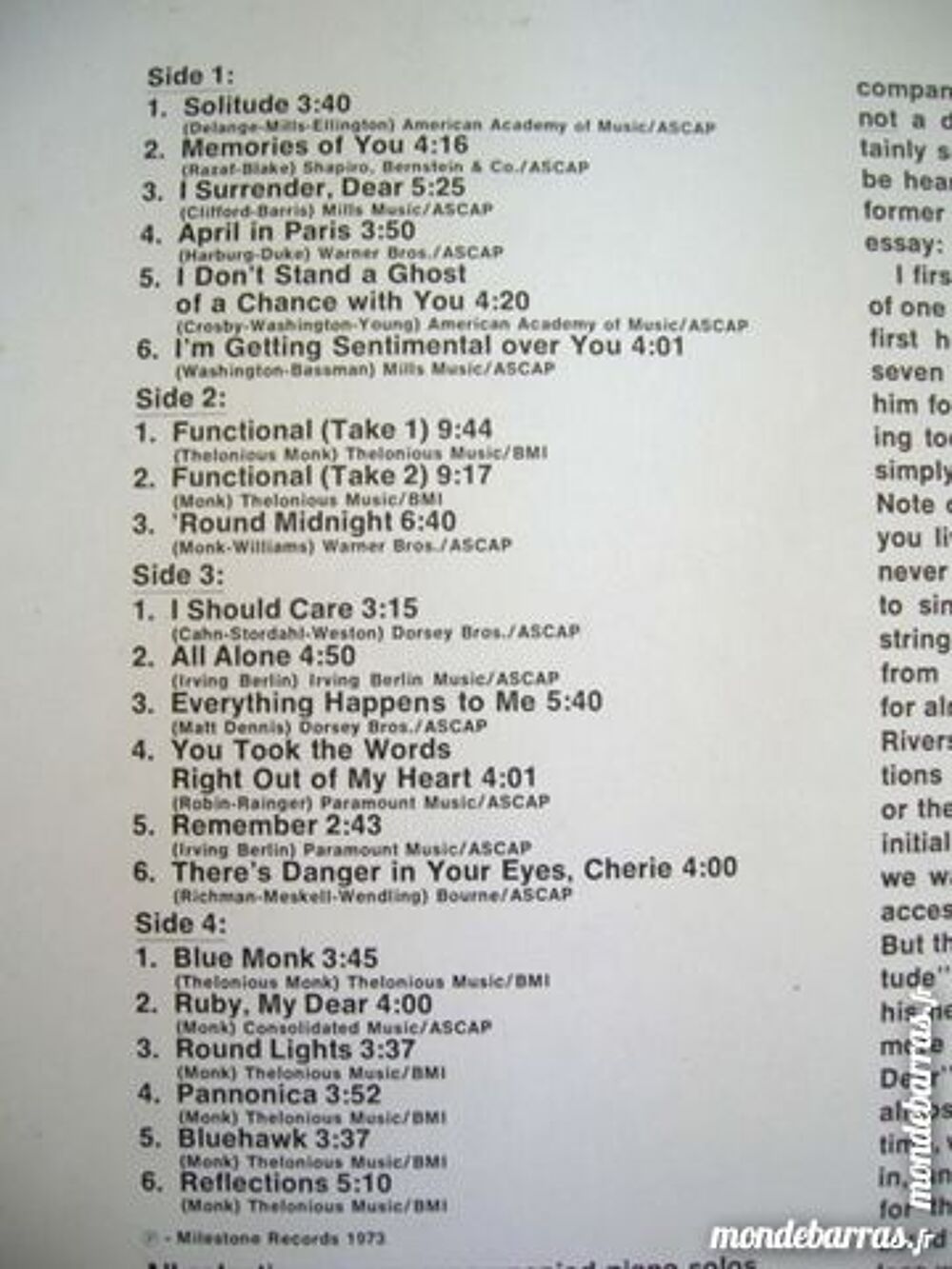 33 TOURS THELONIOUS MONK Pure Monk - 2 Disques CD et vinyles