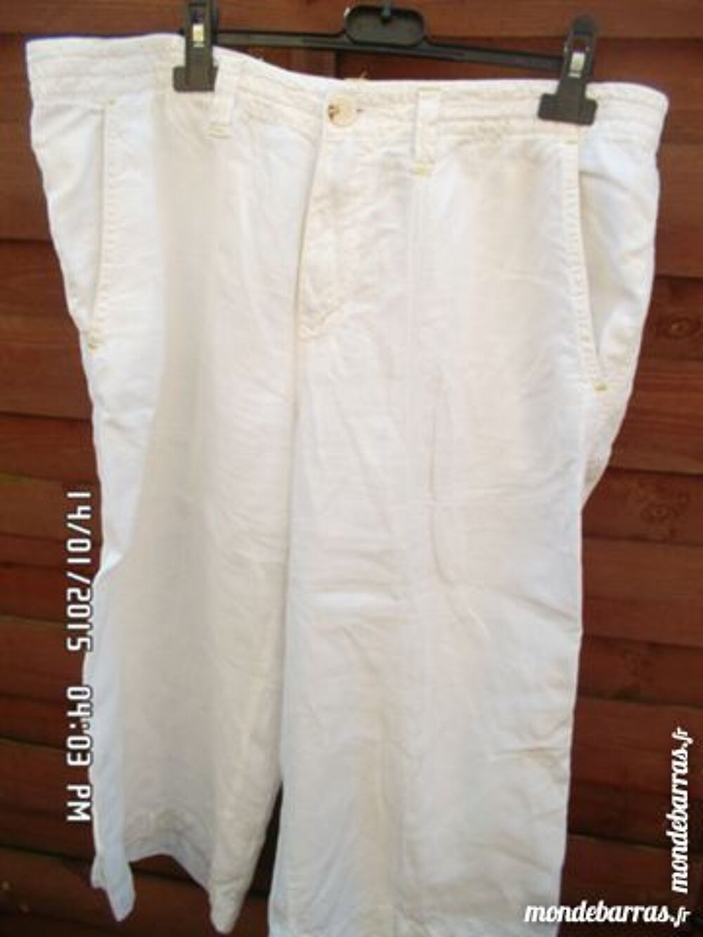 pantacourt blanc en lin t.48 Vêtements
