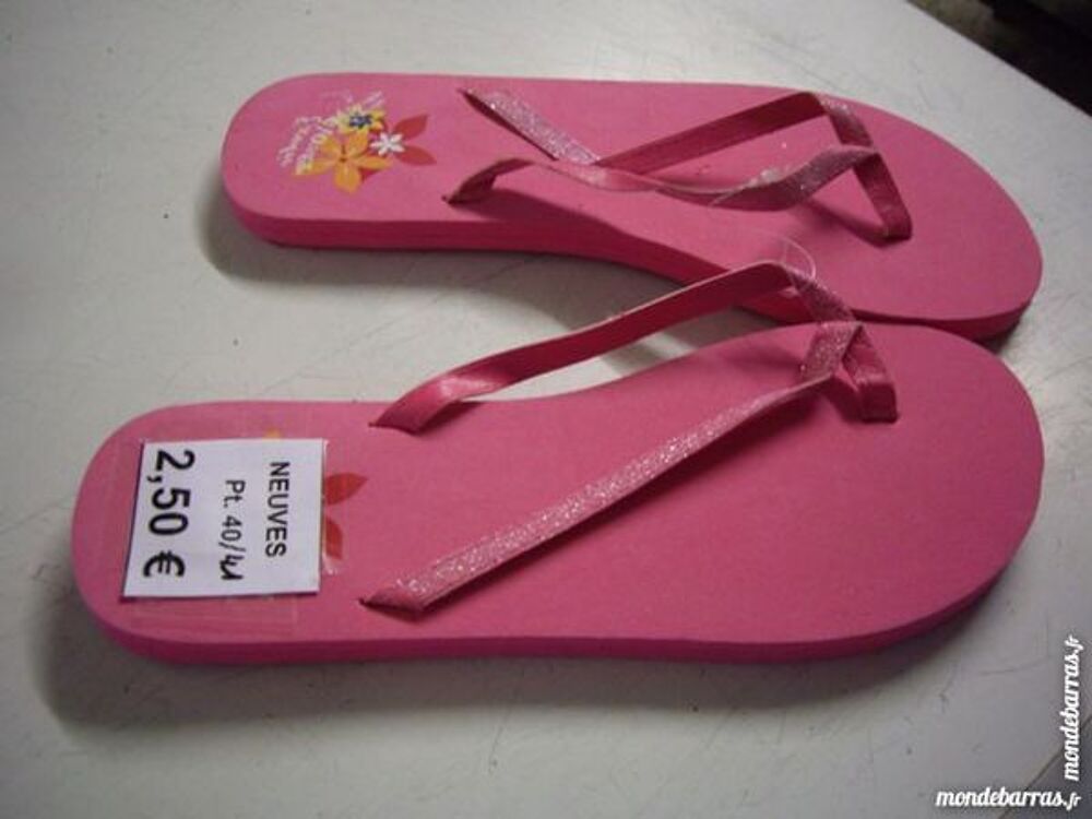 Tongs Gris et Rose pointure 40/41-neuves Chaussures