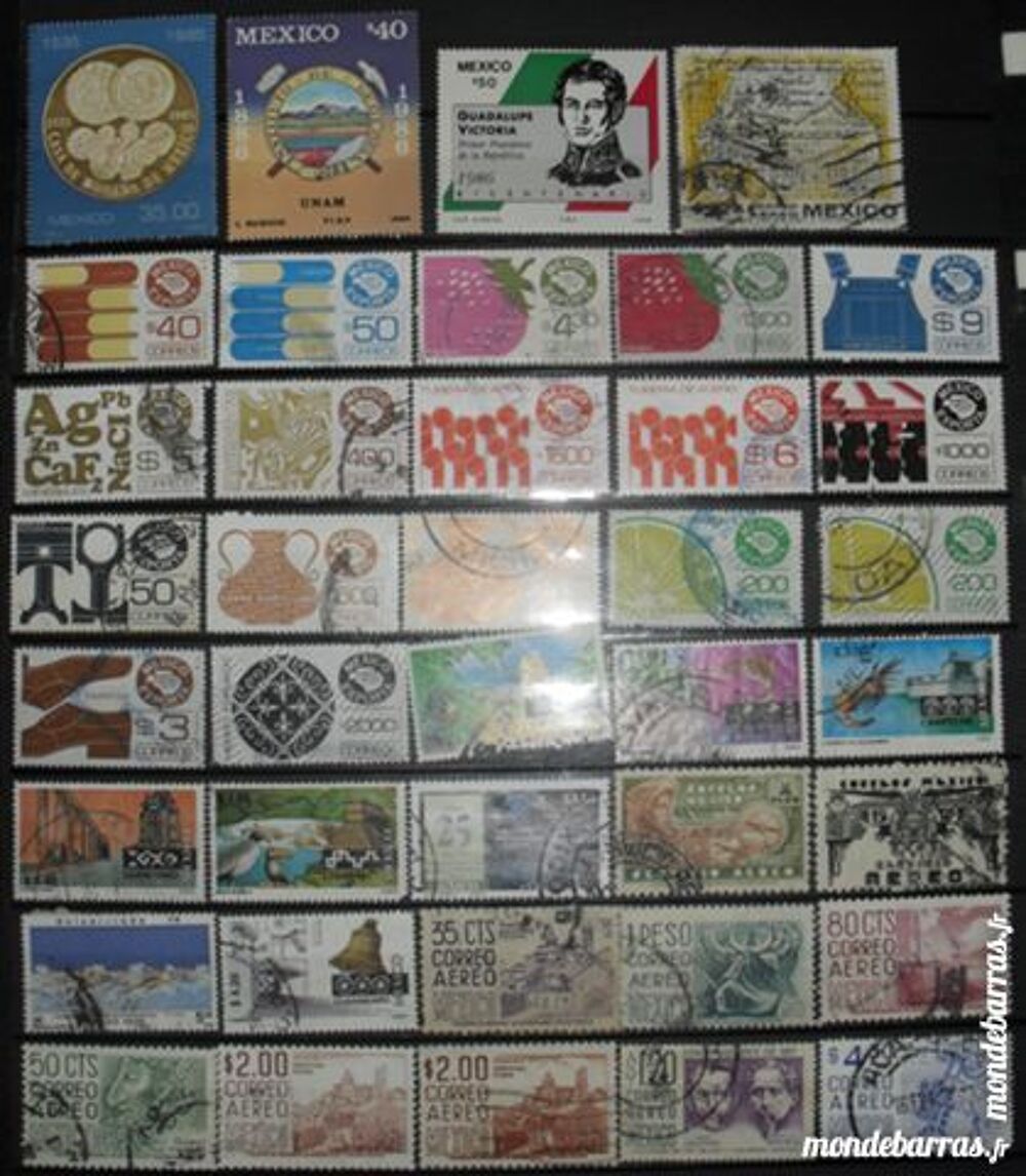 Lot de 72 timbres oblit&eacute;r&eacute;s du MEXIQUE. 