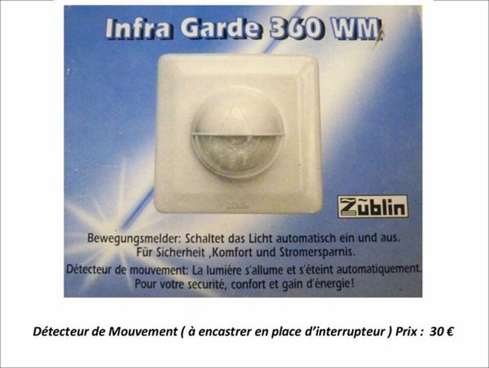 D&eacute;tecteur de mouvement &agrave; encastr&eacute; 180&deg; Zublin Bricolage