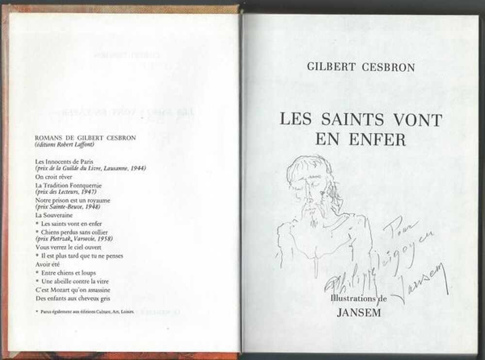 Jean Jansem: dessin original et d&eacute;dicace 