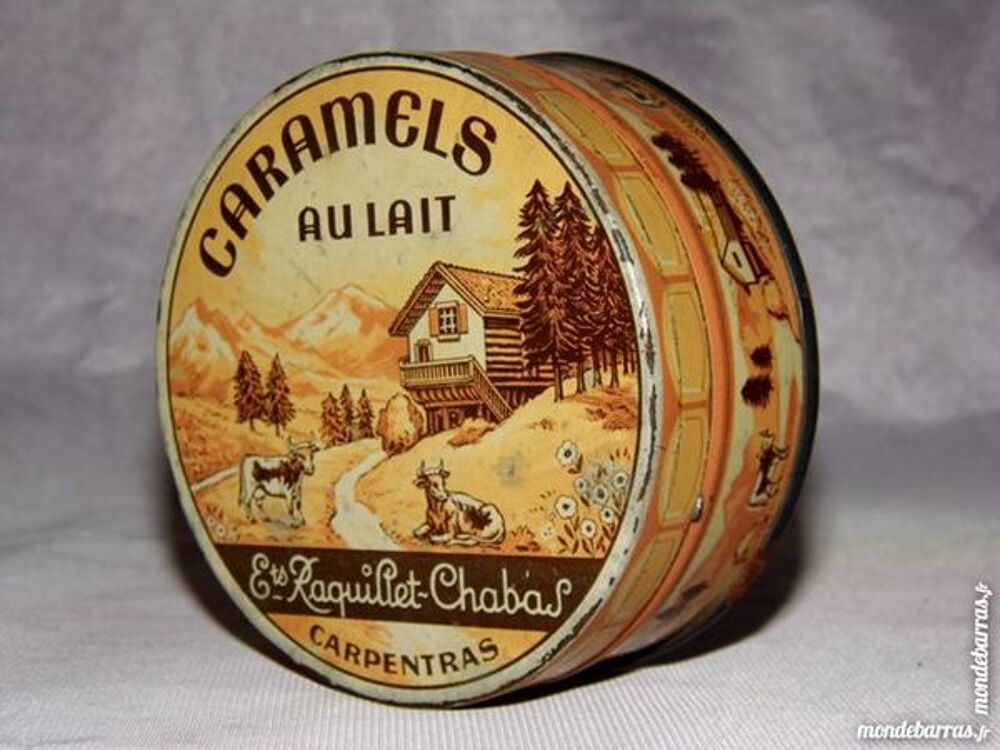 Boite ancien publicitaire CARAMEL RAQUILLET CHABAS Bourse des collections