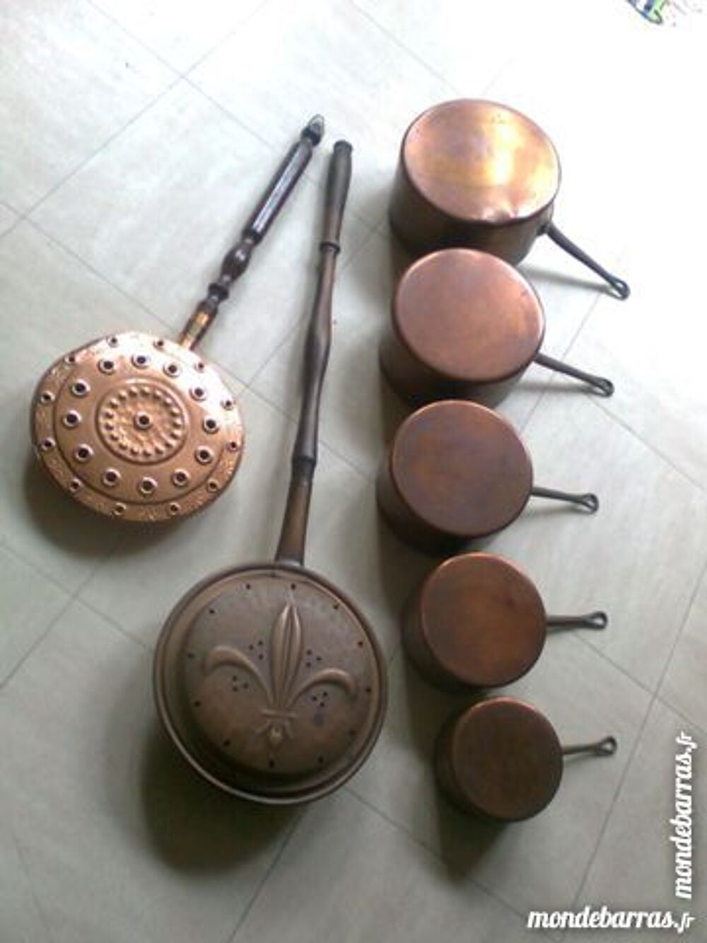 BASSINOIRES et 5 CASSEROLES en cuivre - zoe Décoration