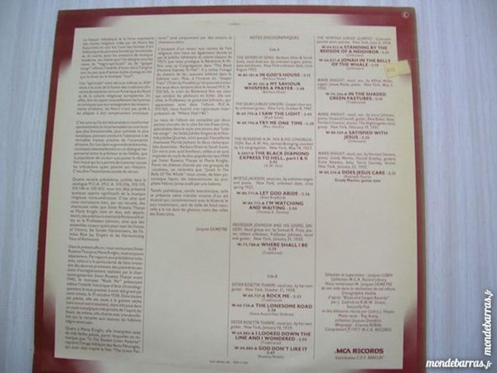 33 TOURS THE GOSPEL BOOK 1927-1953 CD et vinyles