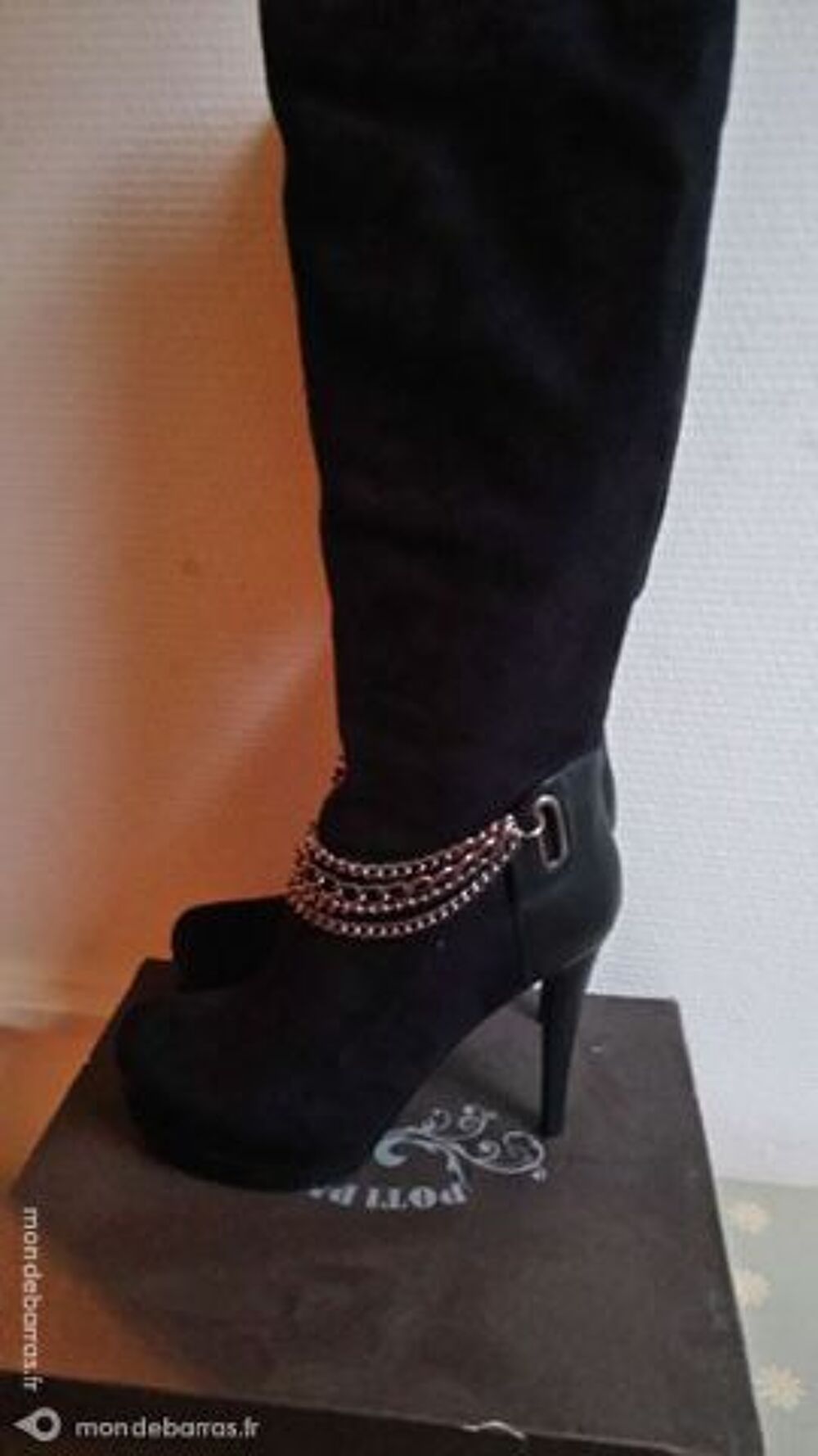 Bottes noir + chaines Poti Pati Chaussures