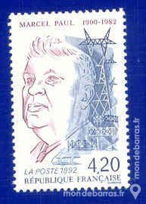 Timbre neuf FRANCE MARCEL PAUL - 1992 1 Jou�-l�s-Tours (37)