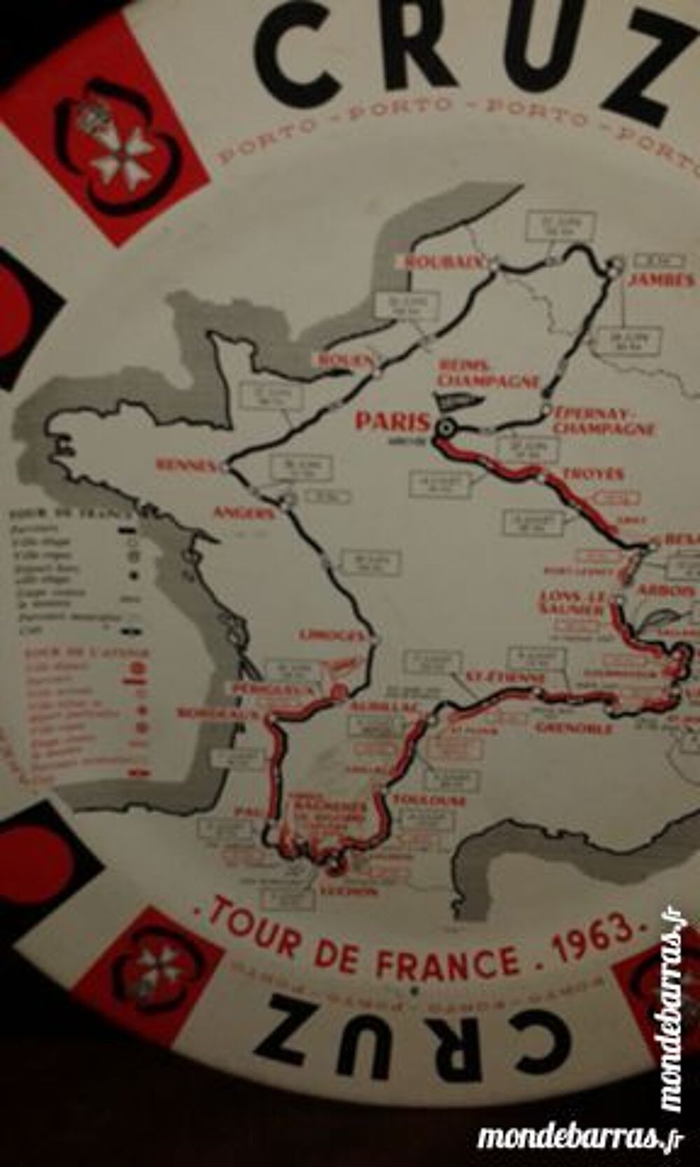 plateau metal tour de france cycliste annee 1963 Décoration