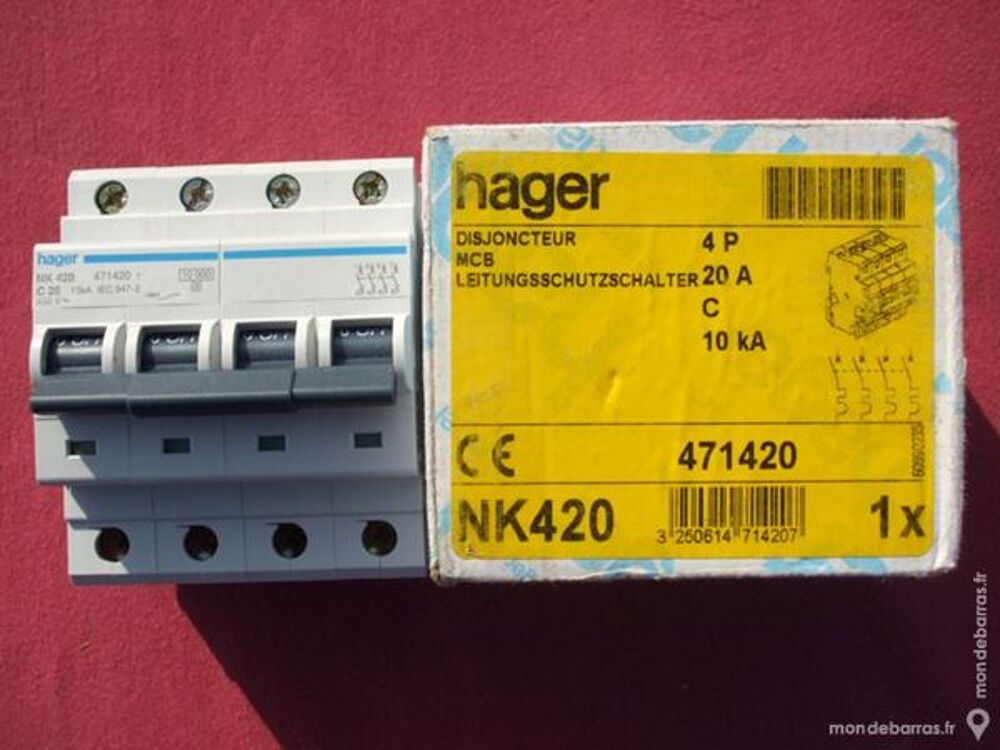 R&eacute;f NK420 OU NKN420 DISJONCTEUR HAGER 4P 20A C Bricolage