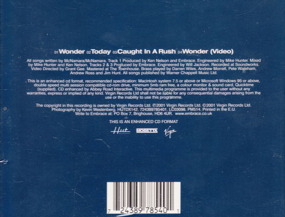 Maxi CD Embrace - Wonder (bleu) NEUF blister
CD et vinyles